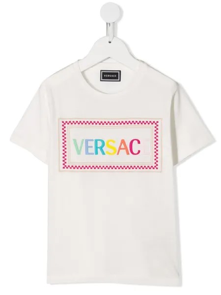 Versace Kids футболка с вышитым логотипом