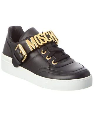 Женские кожаные кроссовки Moschino Logo Black 36