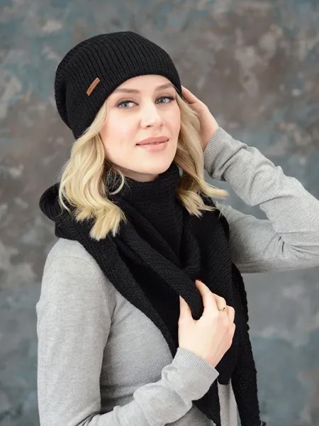 Комплект (шапка+шарф) женский Fomas M1040S1040/ черный р.56-58