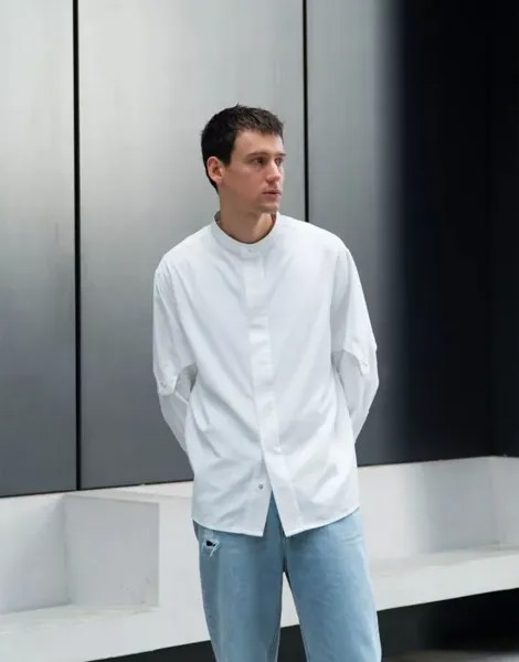 Белая мягкая рубашка оверсайз с рукавами Labelrail x Isaac Hudson