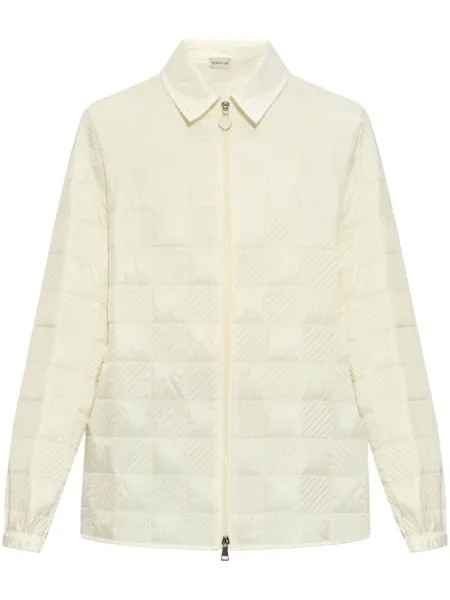 Moncler стеганая куртка с логотипом, нейтральный цвет