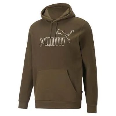 Puma Ess Elevated Polarfleece Logo Pullover Hoodie Mens Green Casual Outerwear 8