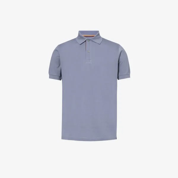 Рубашка-поло стандартного кроя из хлопкового пике с полосатой планкой Paul Smith, фиолетовый