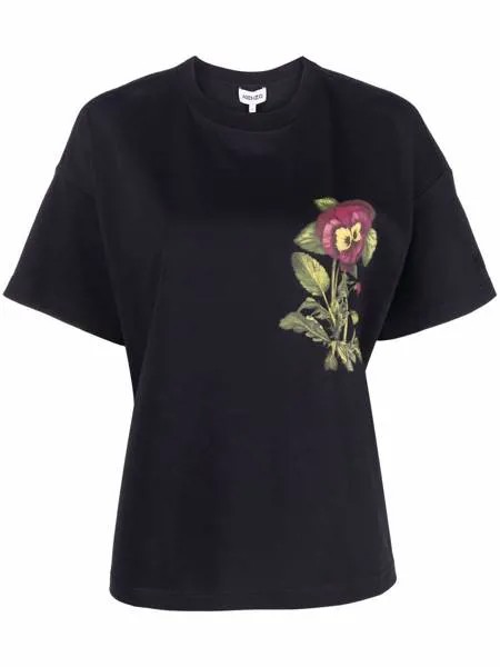 Kenzo укороченная футболка с цветочным принтом