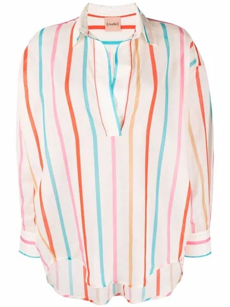 Nude stripe-print shirt