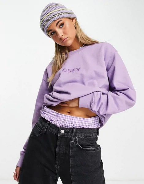 Свободный свитшот с логотипом на груди Obey-Фиолетовый цвет