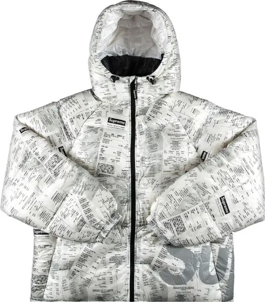 Куртка Supreme Hooded Down Jacket 'Receipts', белый