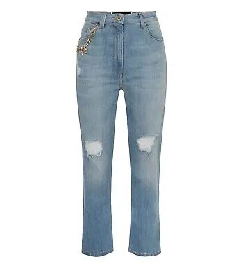 Голубые джинсы с рваными краями Elisabetta Franchi Женская