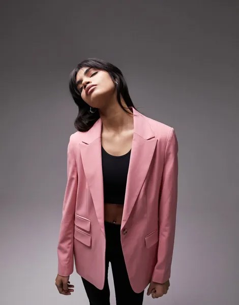 Узкая женственная куртка Topshop розового цвета — часть комплекта