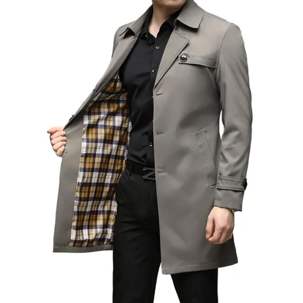Элегантный мужской тренчкот Boutique S-8XL с удобрениями в клетку, в итальянском стиле, повседневный Тонкий Модный Универсальный джентльменский длинный тренчкот