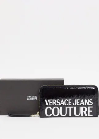 Черный кошелек с рельефным логотипом Versace Jeans Couture