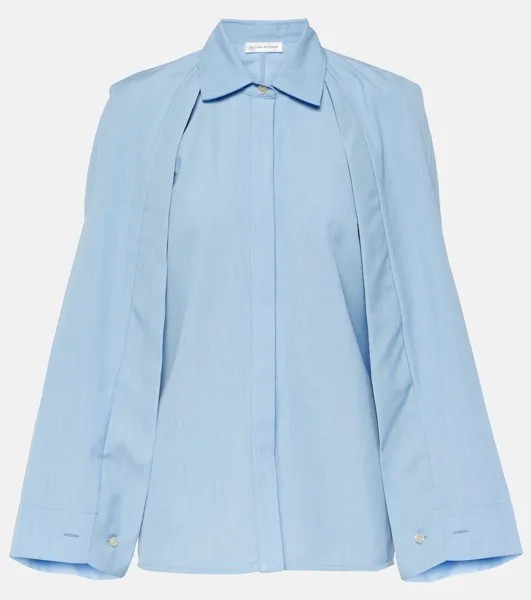 Рубашка с накидкой из натуральной шерсти Victoria Beckham, синий