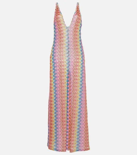 Платье макси с узором Zig Zag и пуантами Missoni, мультиколор