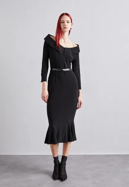 Платье из джерси Off Shoulder Fishtail Dress Norma Kamali, черный