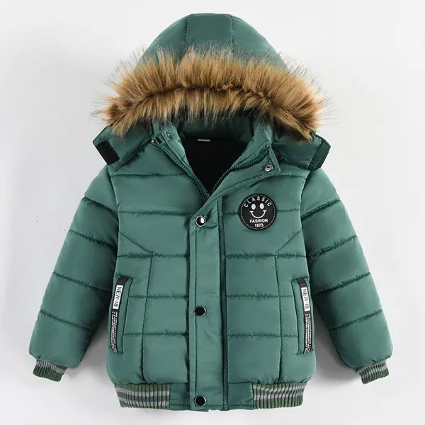 Хлопчатобумажная куртка для мальчиков Зимний пух утолщенный детский пуховик с капюшоном Теплый пуховик