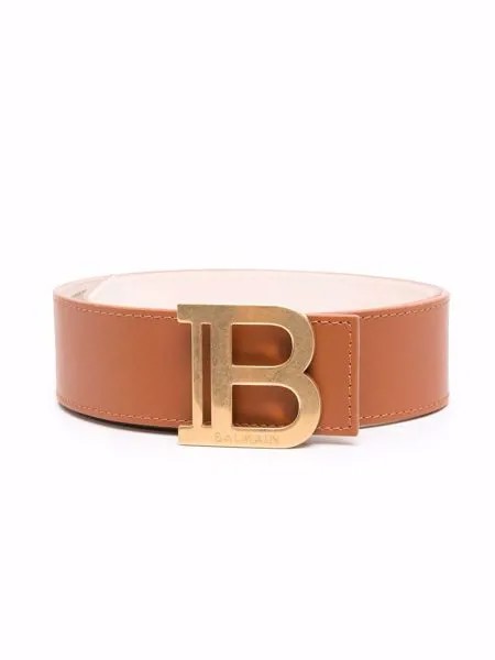 Balmain logo-plaque leather belt