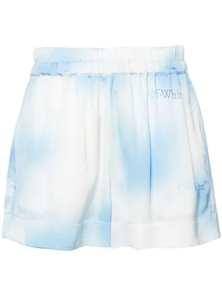 Off-White шорты с эффектом градиента и логотипом, синий