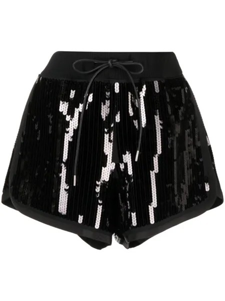Sacai шорты с кулиской и пайетками, черный
