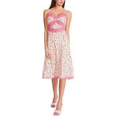Женское атласное платье-комбинация миди с кружевными вставками Betsey Johnson BHFO 9963