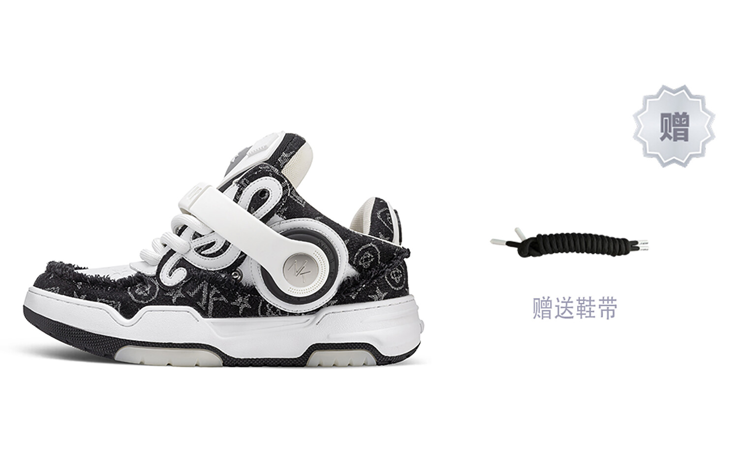 Кроссовки NICK.LI Skateboarding Shoes Unisex Low-top, черный/белый