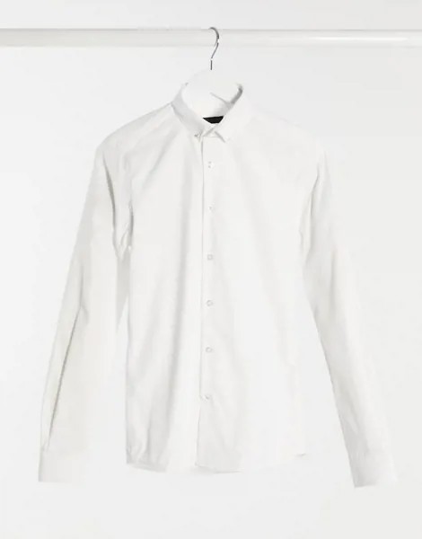 Белая рубашка зауженного кроя с булавкой на воротнике Shelby & Sons-Белый