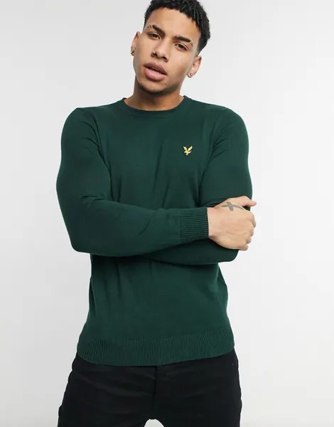 Джемпер из хлопка и мериносовой шерсти с круглым вырезом Lyle & Scott-Зеленый цвет