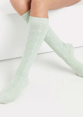 Шалфейно-зеленые уютные домашние носки ASOS DESIGN-Зеленый