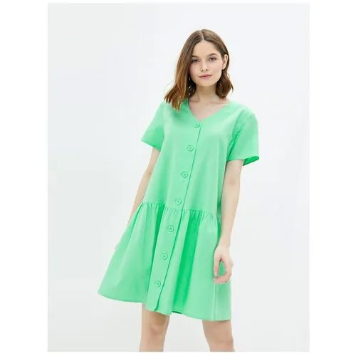 Платье Baon, повседневное, свободный силуэт, мини, размер L, зеленый