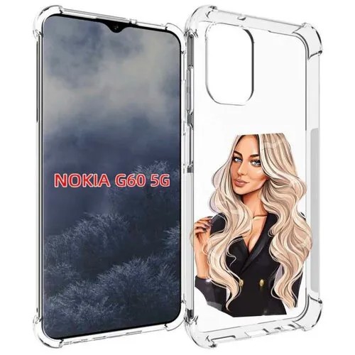 Чехол MyPads Платье-пиджак женский для Nokia G60 5G задняя-панель-накладка-бампер