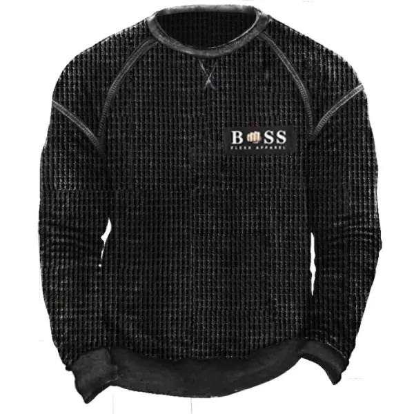 Мужской свитшот Boss вафельной вязки пуловер