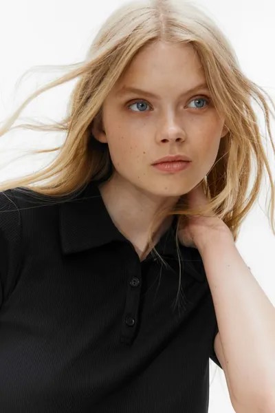 Рубашка-Поло в рубчик H&M, синий
