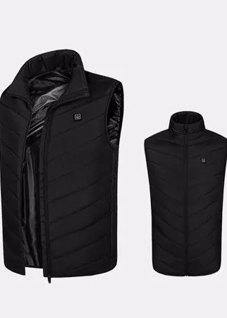 Mens 3 Level Smart Heating Stand Collar Warm Washable Gilet Vests Functional Vest