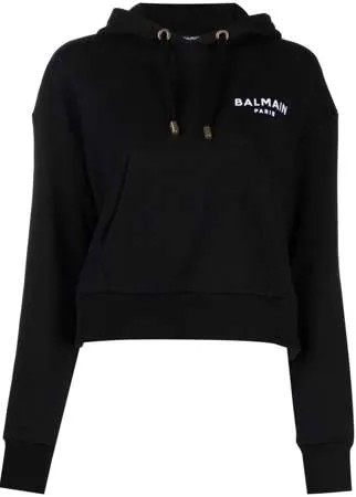 Balmain укороченное худи с логотипом
