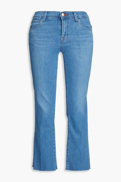 Расклешенные джинсы со средней посадкой и потертостями J Brand, легкий деним
