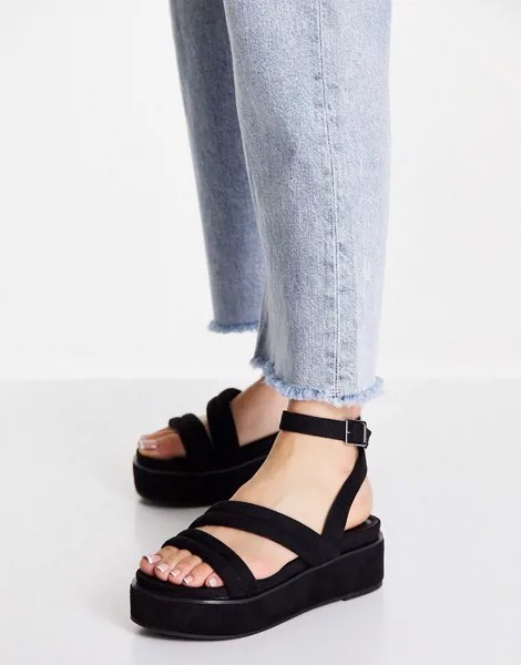 Черные сандалии на платформе с мягкими ремешками ASOS DESIGN Tailor-Черный цвет