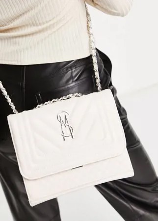 Стеганая сумка через плечо кремового цвета с цепочкой Steve Madden Bcala-Белый