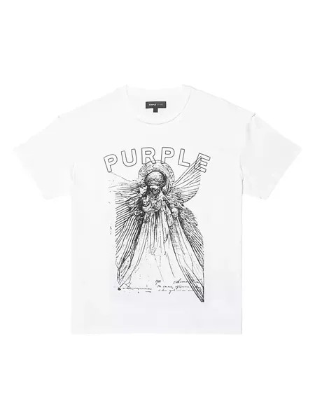 Трикотажная футболка с графическим логотипом Purple Brand, цвет off white