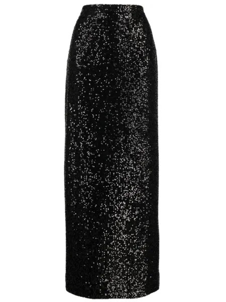 Юбка макси с пайетками Elie Saab, черный