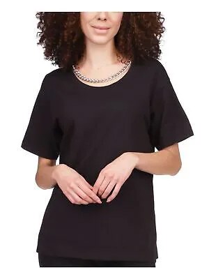 MICHAEL MICHAEL KORS Женский черный пуловер с короткими рукавами и цепочкой, футболка XS