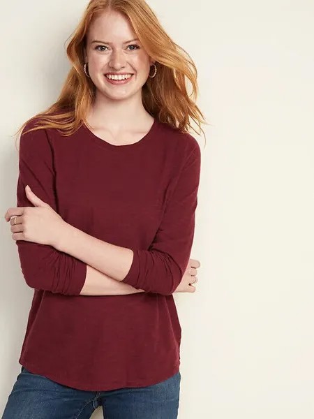 NWT Old Navy EveryWear, вязаная футболка с длинными рукавами и круглым вырезом, женская новинка S