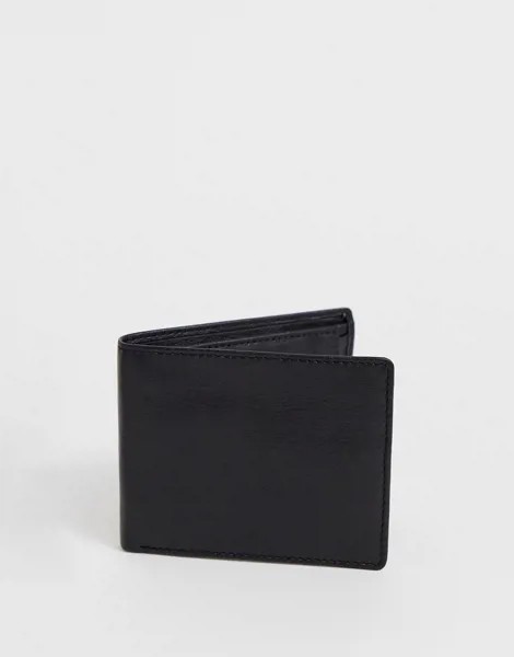 Черный кожаный бумажник с отделением для монет ASOS DESIGN-Черный цвет