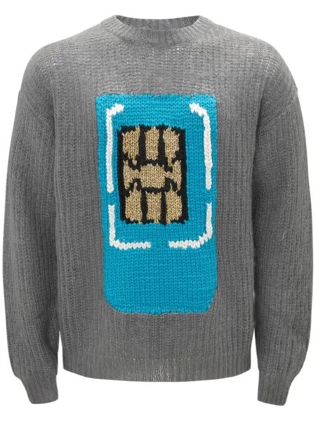 JW Anderson джемпер Sim Card вязки интарсия, серый