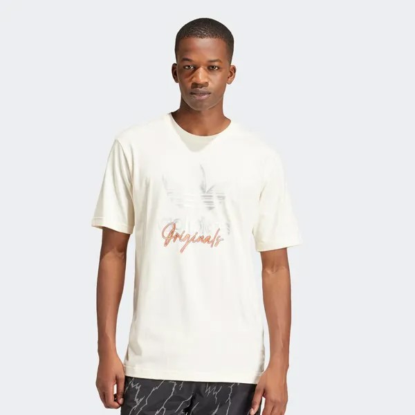 Футболка с рисунком трилистника adidas Originals, цвет cream white