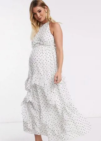 Премиум-платье в горошек с оборками ASOS DESIGN Maternity-Многоцветный