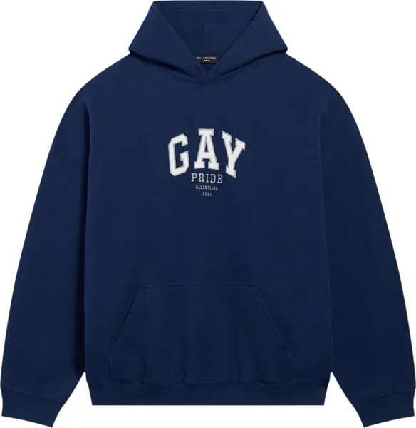 Худи Balenciaga Pride Boxy Hoodie 'Navy/White/Grey', синий