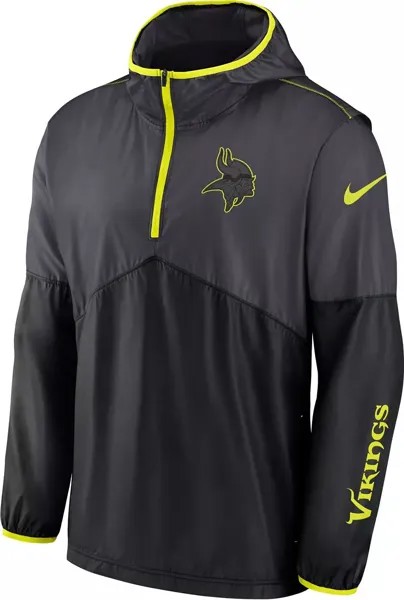 Мужская куртка Nike Minnesota Vikings 2023 Volt антрацитового цвета с молнией до половины