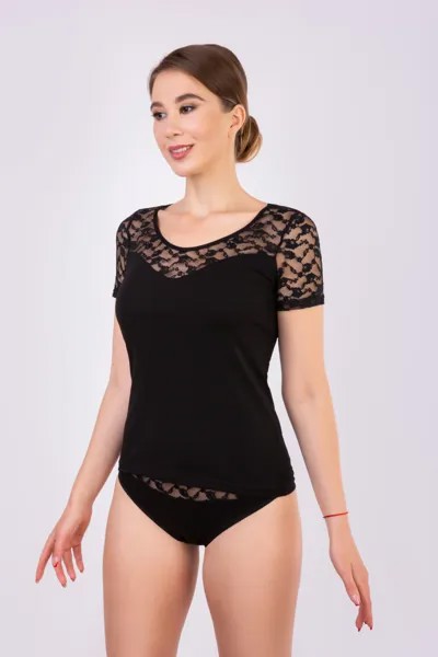 Футболка домашняя женская Milavitsa Комфорт + черная 2XL