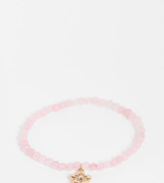 Розовый эластичный браслет с полудрагоценными камнями и подвеской в виде цветка ASOS DESIGN Curve-Разноцветный