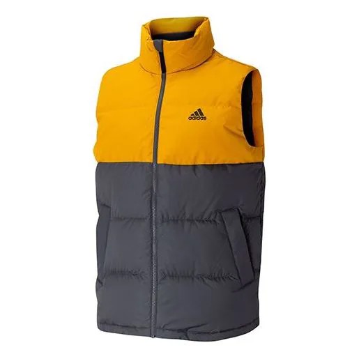 Пуховик adidas Down Vest Outdoor protection against cold Stay Warm Stand Collar Sports Yellow Black Colorblock, черный