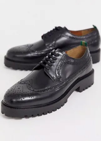 Черные блестящие броги Walk London-Черный